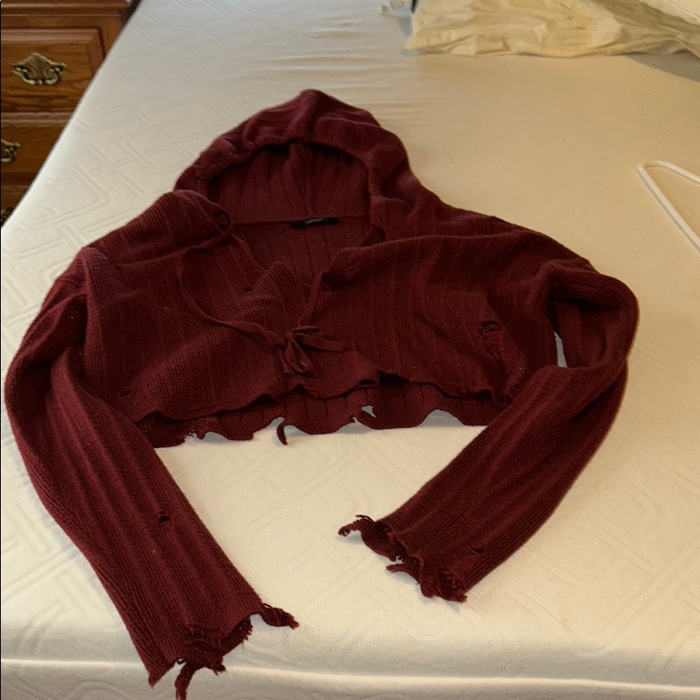 Forever 21 Burgundy Cropped Sweater